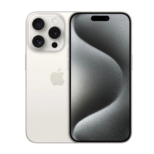 Apple iPhone 15 Pro - 5G smartphone - dual SIM /Memoria Interna 128 GB - display OLED - 6.1" - 2556 x 1179 pixel (120 Hz) - 3 x fotocamere posteriori 48 MP, 12 MP, 12 MP - front camera 12 MP - white titanium